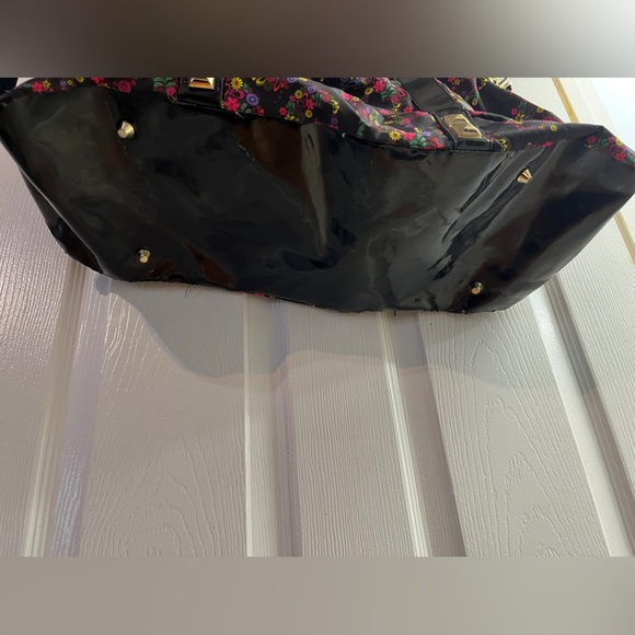 RARE HTF BETSEY JOHNSON HUGE COLORFUL ditsy paisley floral skull studded duffle - Picture 5 of 15